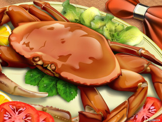 Crab vegetables table digital rendering - felipe seade free wallpaper for desktop