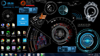Futuristic computer screen interface clock - a computer screen free wallpaper for desktop