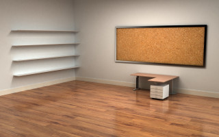 Corkboard desk woodenfloor whitewall 3drender - unreal engine 5 quality free wallpaper