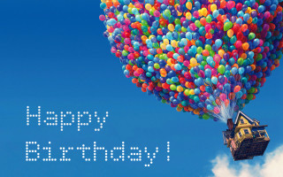 Floating house balloons happy birthday - a house free wallpaper