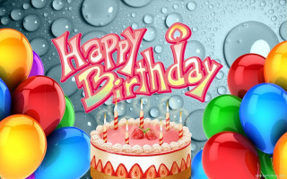 Birthday cake candles balloons water - a birthday cake free wallpaper