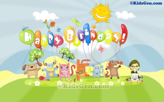Animals balloons happy birthday person - a book free wallpaper