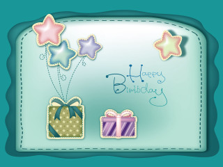 Birthday card gift box stars - present free wallpaper