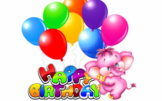 Happy birthday elephant balloons sign - free happy birthday wallpaper