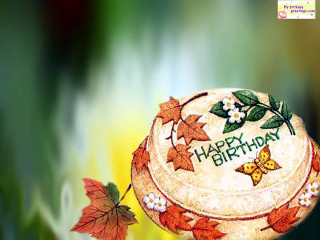 Happy birthday cake leaves flowers - a happy birthday free wallpaper