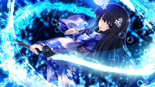 Woman blue dress sword bubbles - a blue dress holding free wallpaper