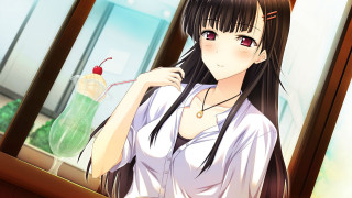 Girl white shirt long hair 2 - a drink free wallpaper