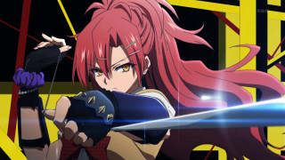 Pink haired girl sword yellow - a sword in front free wallpaper