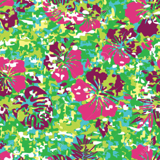 Colorful floral pattern green background - a screenprint free wallpaper