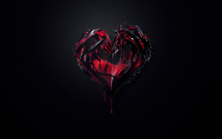 Heart blood dripping black background 2 - dark art free wallpaper