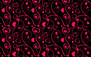 Black background red hearts pattern - red heart free wallpaper