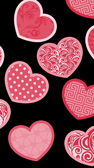 Hearts black background pink red - free hearts wallpaper for mobile