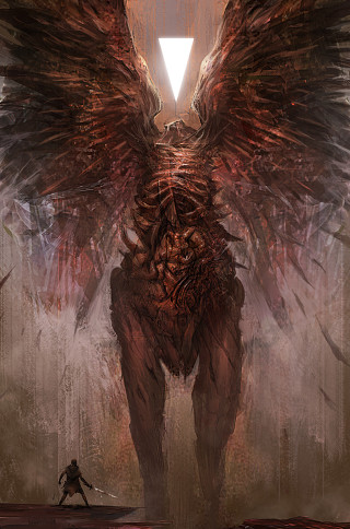 Giant demon wings forest man - huge free wallpaper for mobile