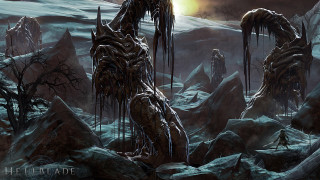 Alien creature snowy landscape full - the gathering artwork free wallpaper