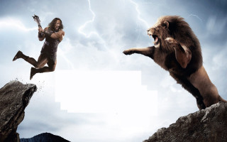 Woman running cliff lion man - a cliff free wallpaper