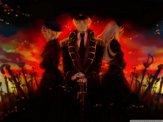 People field flowers red sky - two person free wallpaper for desktop