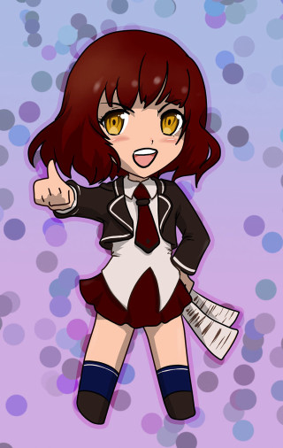 Cartoon girl thumbs up purple - circle free wallpaper for mobile