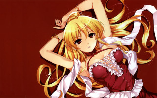 Red dress blonde hair anime - shirt free wallpaper
