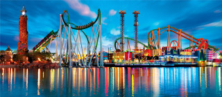 Roller coaster night city blue - a matte painting free wallpaper