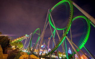 Roller coaster night green light - christopher moeller free wallpaper for desktop