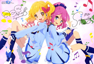 Anime girls musical notes pink - musical free wallpaper