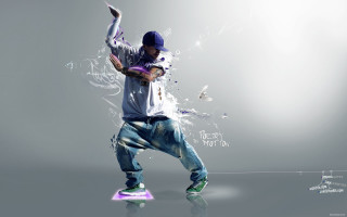 Dancing man purple hat glow - motion blur free wallpaper
