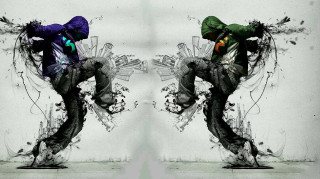 Dancing arms split screen head - graffiti paint free wallpaper