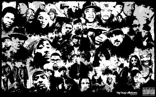 People faces drawn black white - ink free wallpaper