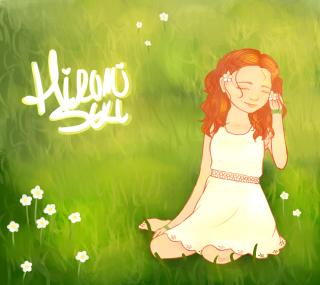 Girl white dress field flower - plein air free wallpaper for tablet