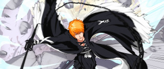 Orange hair sword wear black - a black cape free wallpaper