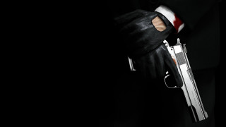 Person black suit gun blood - arm free wallpaper for desktop