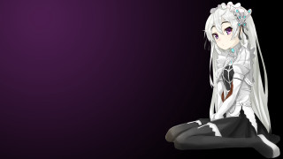Silver hair woman sitting anime - white dress free wallpaper
