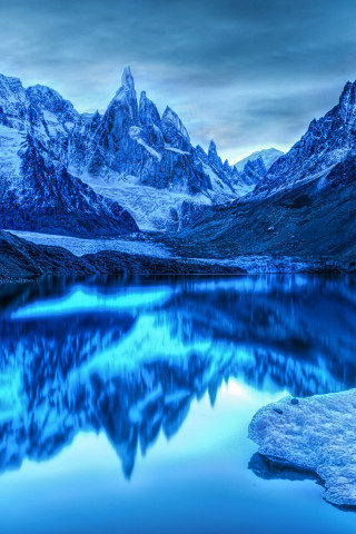 Mountain lake snow clouds blue 2 - beautiful landscape free wallpaper for mobile