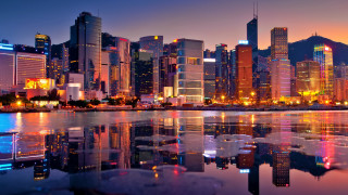 City skyline lake night reflection - adrian zingg free wallpaper