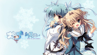 Anime girls hugging snowflake gradient - a snowflake background free wallpaper