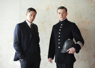 Men suits helmets standing wall - david annand free wallpaper