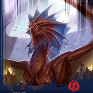 Red dragon blue wings rock - free fantasy wallpaper for tablet