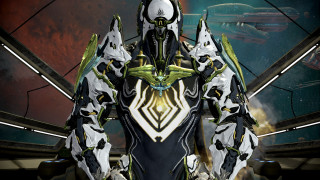 Futuristic robot space station suit - warframe armor free wallpaper