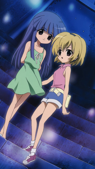 Two anime girls stage arm - their arm free wallpaper for mobile