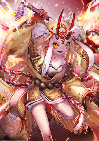 Woman sword demon costume fantasy - high free wallpaper for mobile