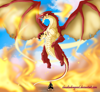 Red white dragon motorcycle flying - free fantasy wallpaper for tablet