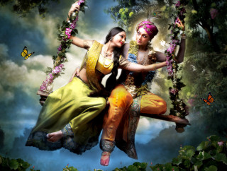 Women swing butterfly flying overhead - david lachapelle free wallpaper for desktop