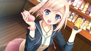 Woman holding pig store shelves - chizuko yoshida free wallpaper