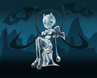 Cartoon character stool demon back - back and a demon free wallpaper