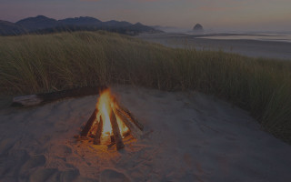 Fire pit sunset beach mountains - a fire pit free wallpaper
