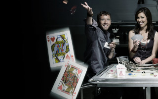 Man woman table cards card - abstract free wallpaper