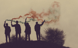 Hill people smoke bombs trees - the air above them free wallpaper for desktop