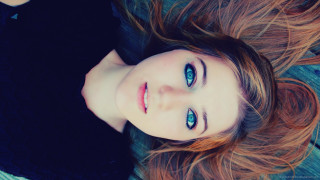 Woman long hair lying wooden - looking free wallpaper for desktop