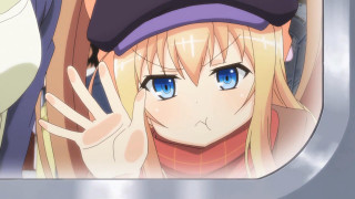 Girl blue eyes hat waving - the window free wallpaper for desktop