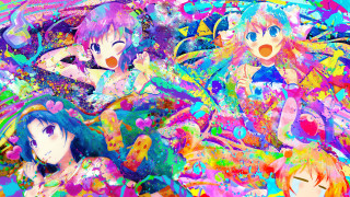 Anime girls colorful bed vivid - over them free wallpaper